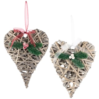 B&M Hanging Wicker Heart - White