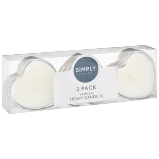  Heart Candles 3pk
