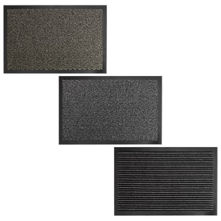 B&M Large Printed Magic Doormat - Black & Grey Stripe