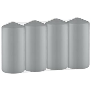 Grey Pillar Candles 4pk