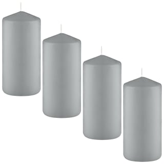  Grey Pillar Candles 4pk