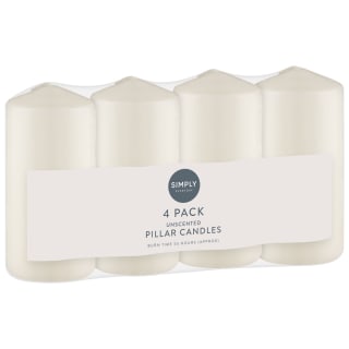  Unscented Pillar Candles 4pk