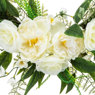 Bloom Wicker Floral Wreath - White